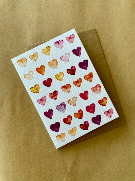 Greeting Card | Watercolour Hearts